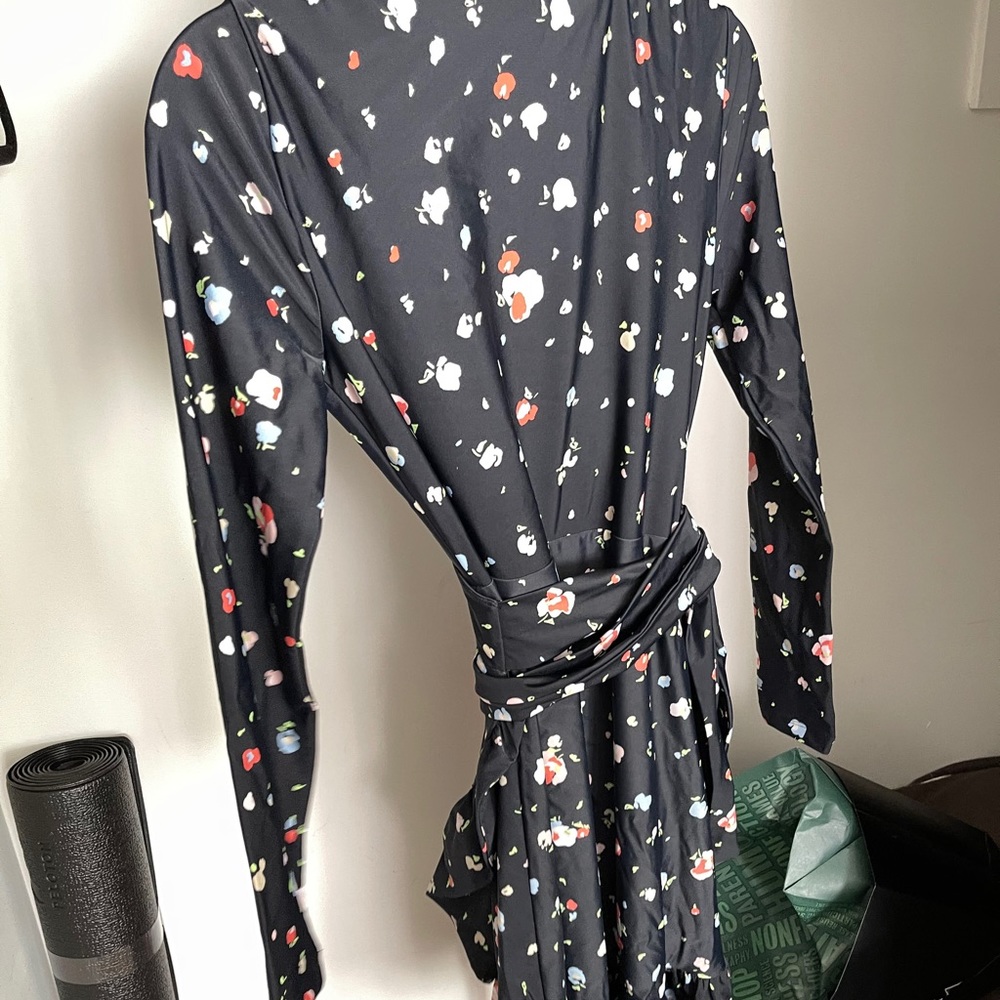 Black flower wrap dress